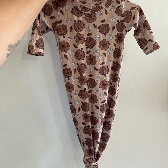 Brown Floral and Pumpkin Baby Gown - Picture 1 of 1